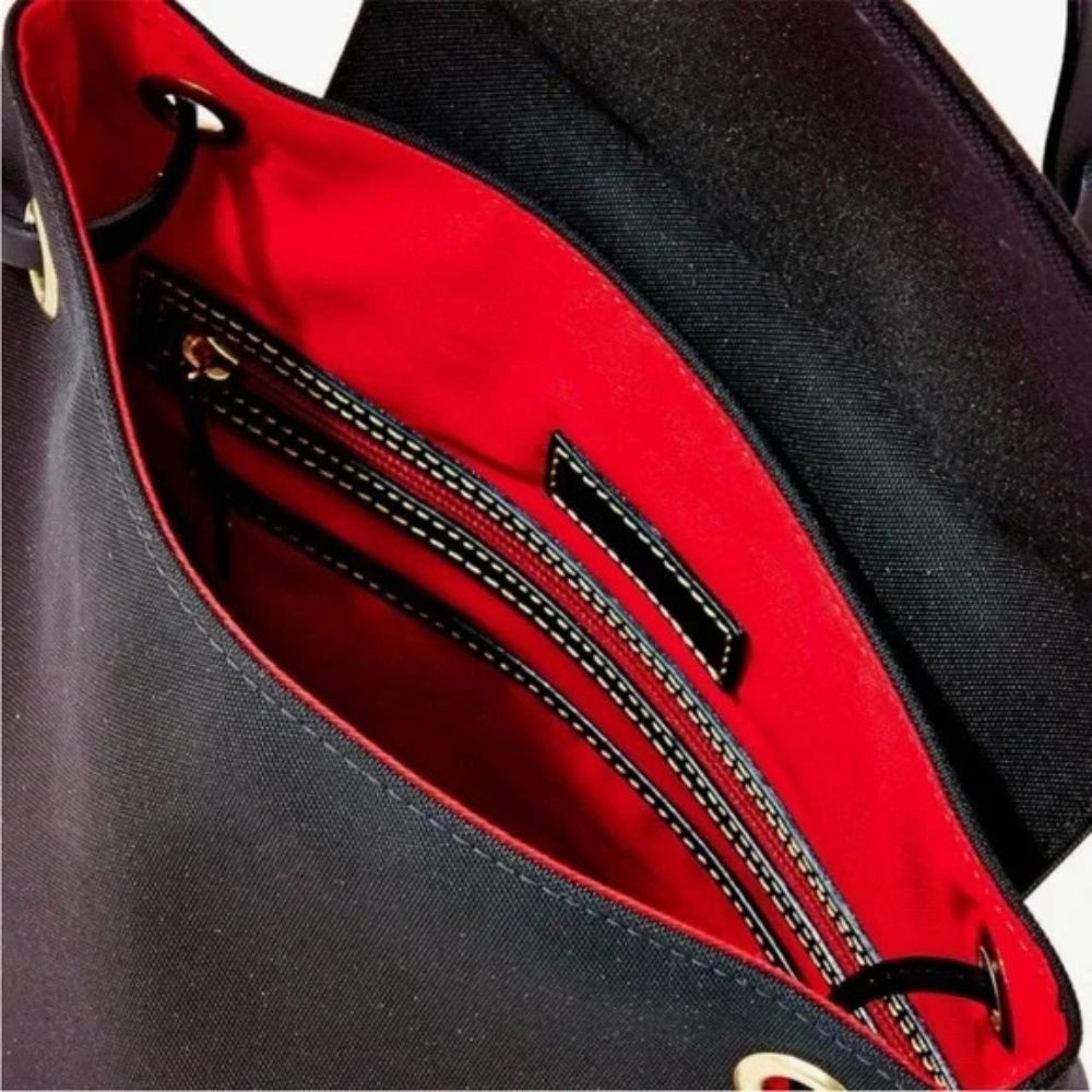 Dooney & Bourke Womens Solid Black Canvas Nylon Adjustable Straps Backpack OS