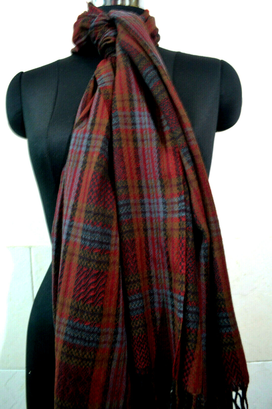 SOBRE DESIGNER PLAID CHECK 100% CASHMERE PASHMINA SHAWL/WRAP : 7 DESIGN CHOIC