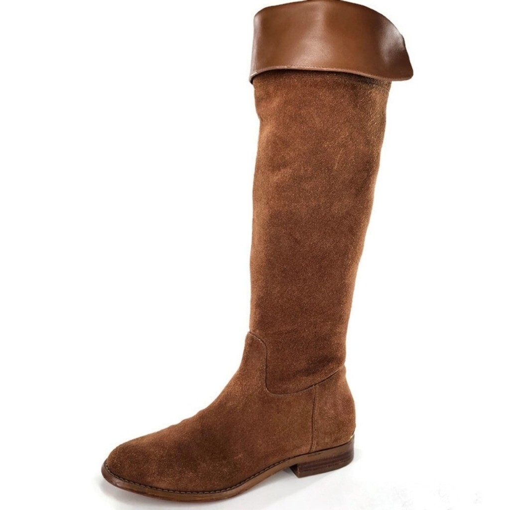 Michael Kors Regina Sz 7.5 Brown Suede Pull-On Tall Over-The-Knee Riding Boots