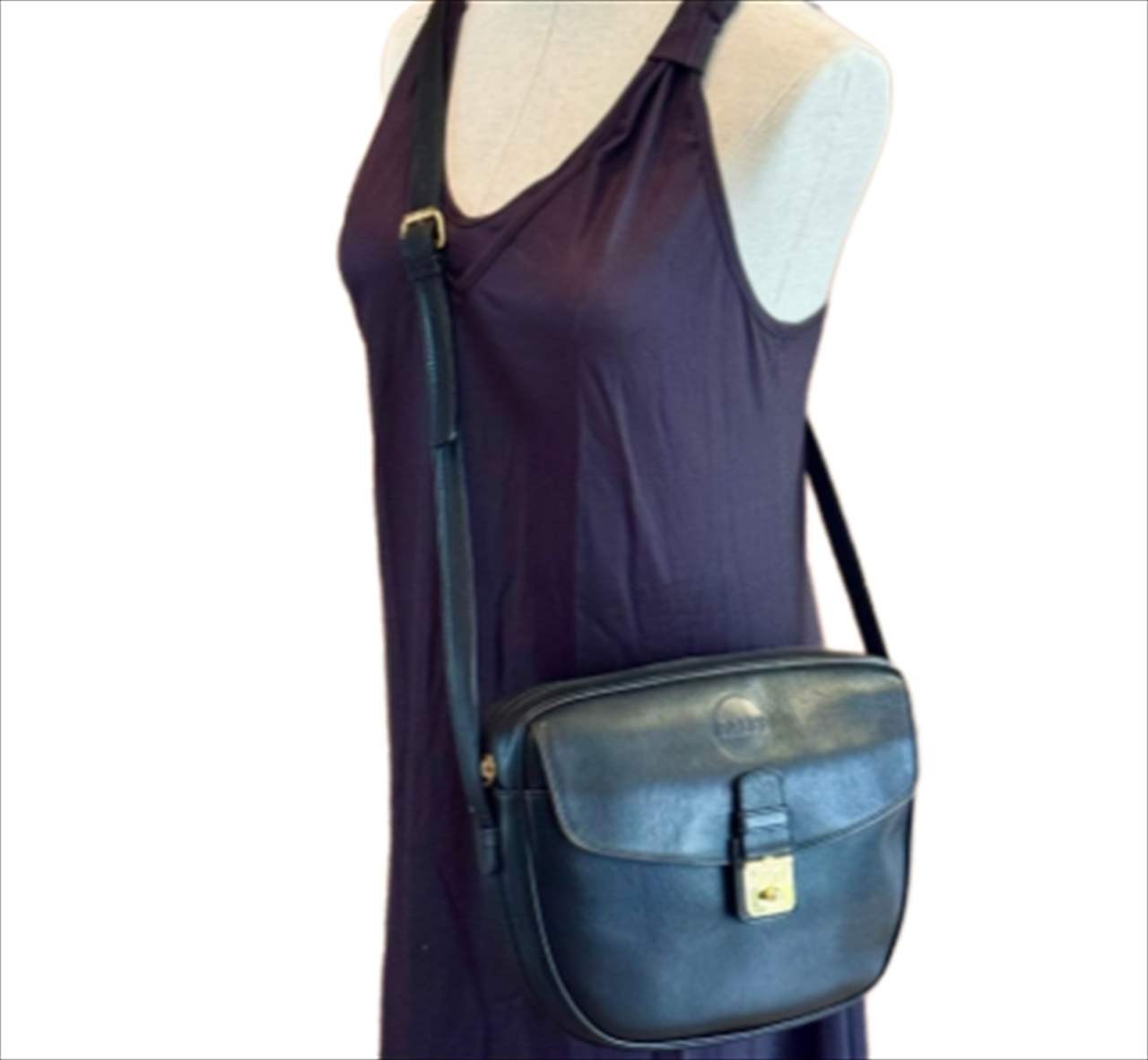 BALLY Vintage Leather Shoulder Bag Black Made in Italy Size: W:9,8 × H:7.9 in.