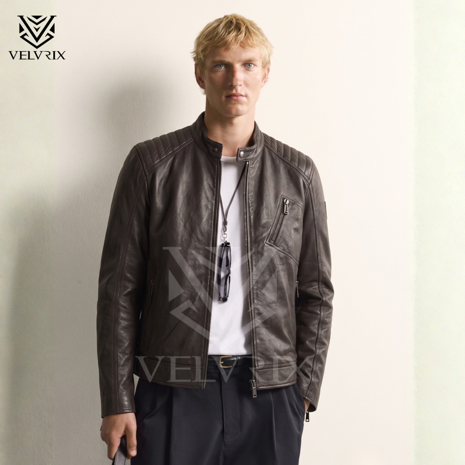 Men’s Real Sheep Leather Biker Jacket Brown | Cafe Racer Motorcycle Leather Coat