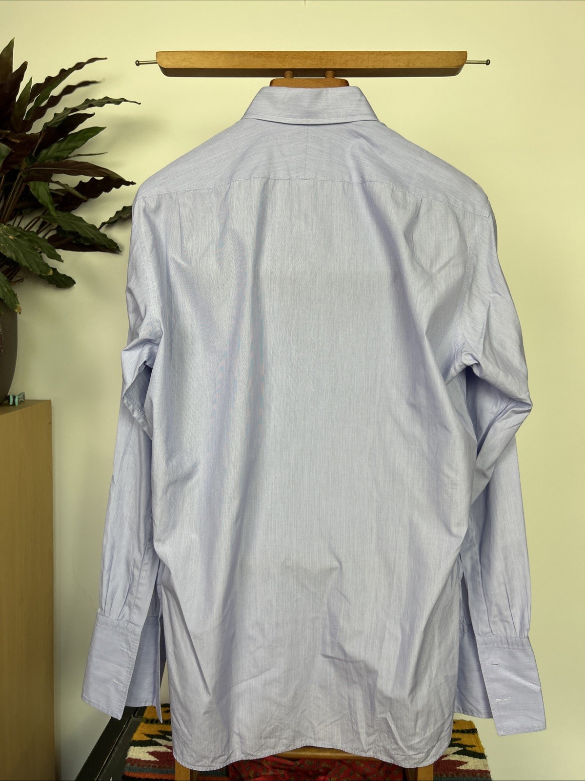 Turnbull & Asser Men’s Dress Shirt Size 16.5″ 42cm Blue Double Cuff