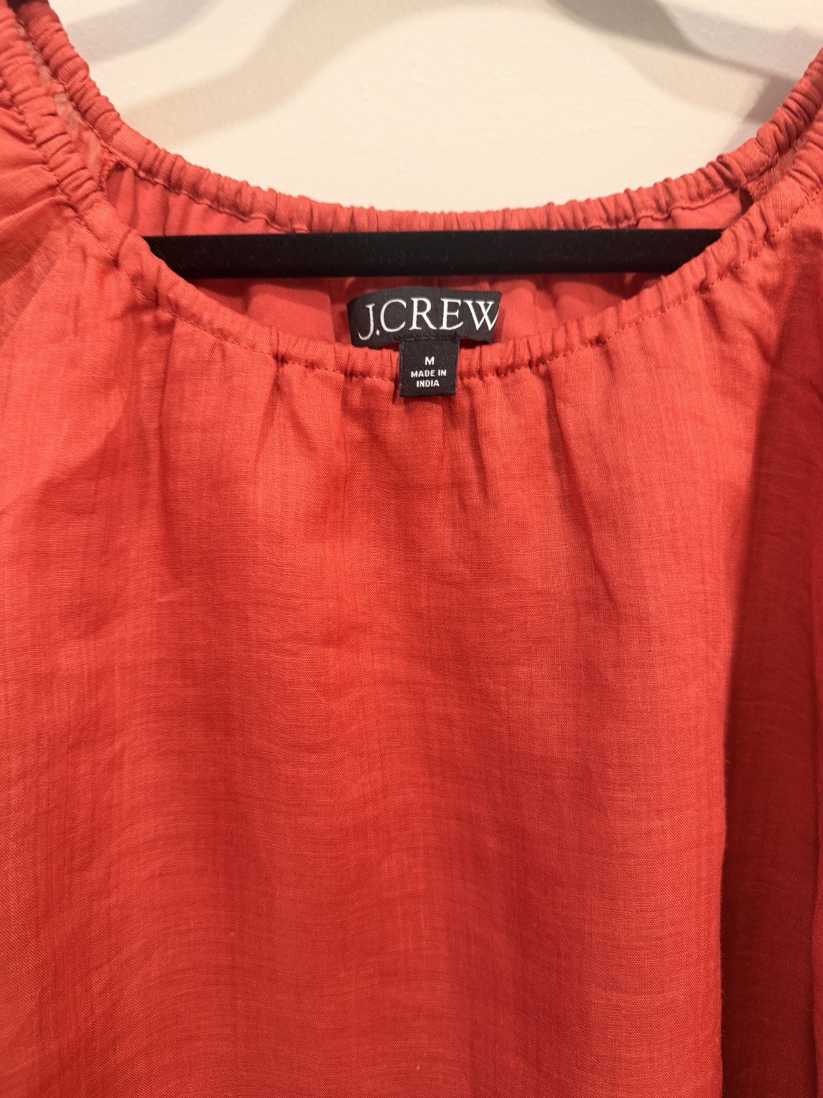 NWOT J.Crew Women’s Red Puff-Sleeve Top 100%Ramie ‚size L