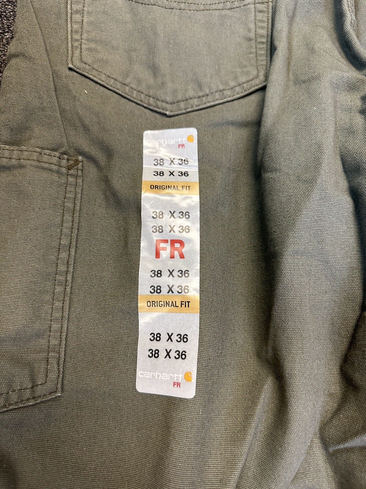 Carhartt Men’s 38 x 36 Flame Resistant Canvas Pant – Moss NEW