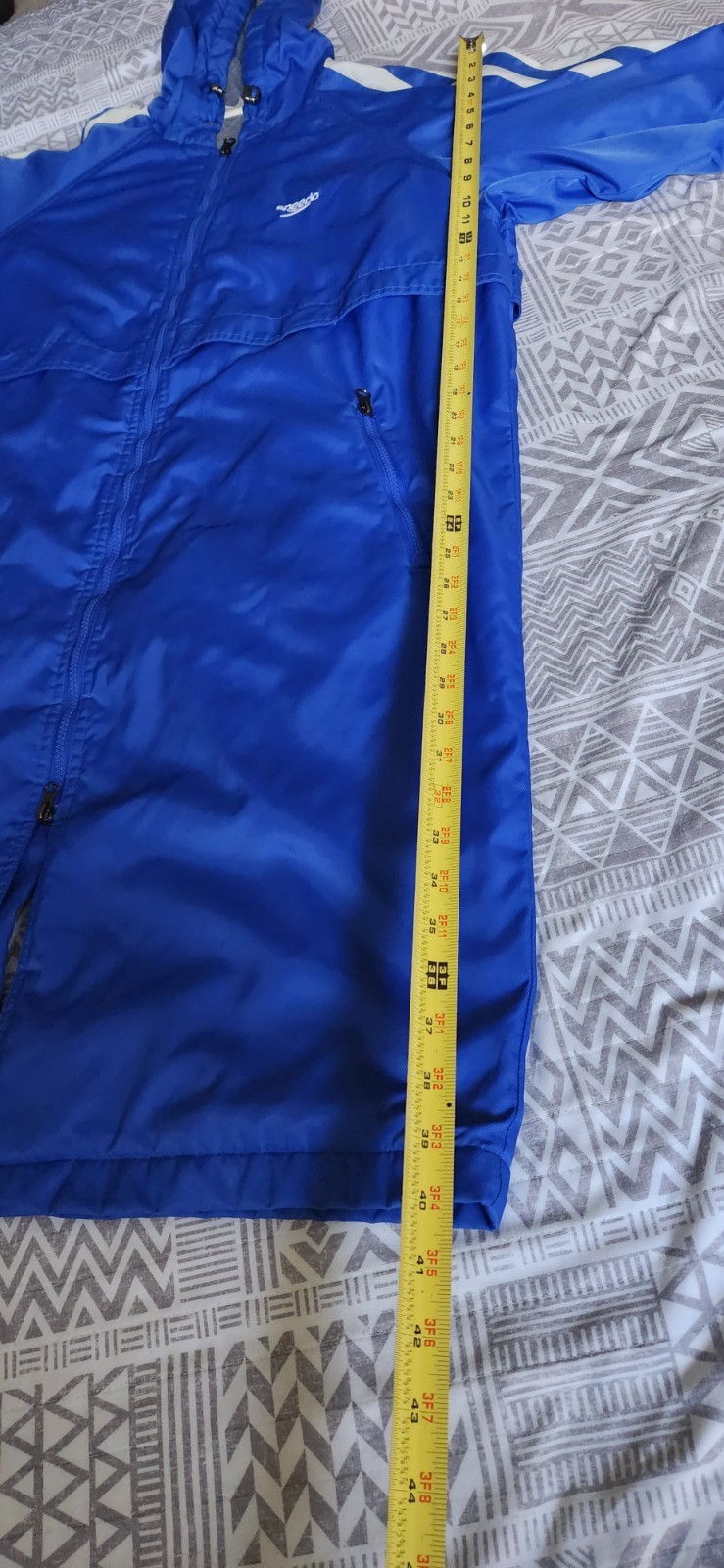 Unisex Size M Speedo Hooded Long Parka Windbreaker Swim Jacket Full Zip Lined
