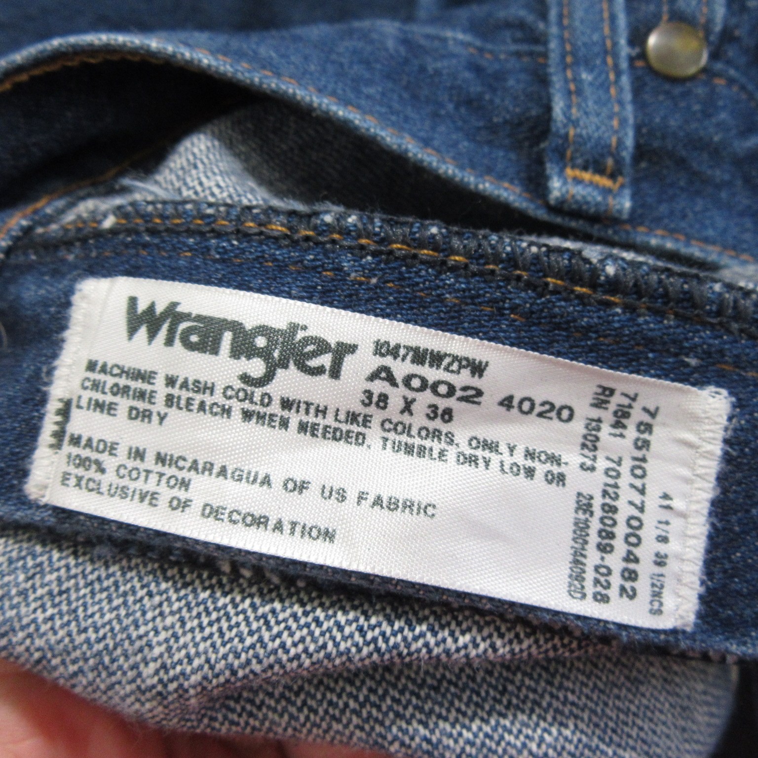 Wrangler Mens Performance Cowboy Cut Jeans 38 x 36 47MWZ Dark Wash Blue