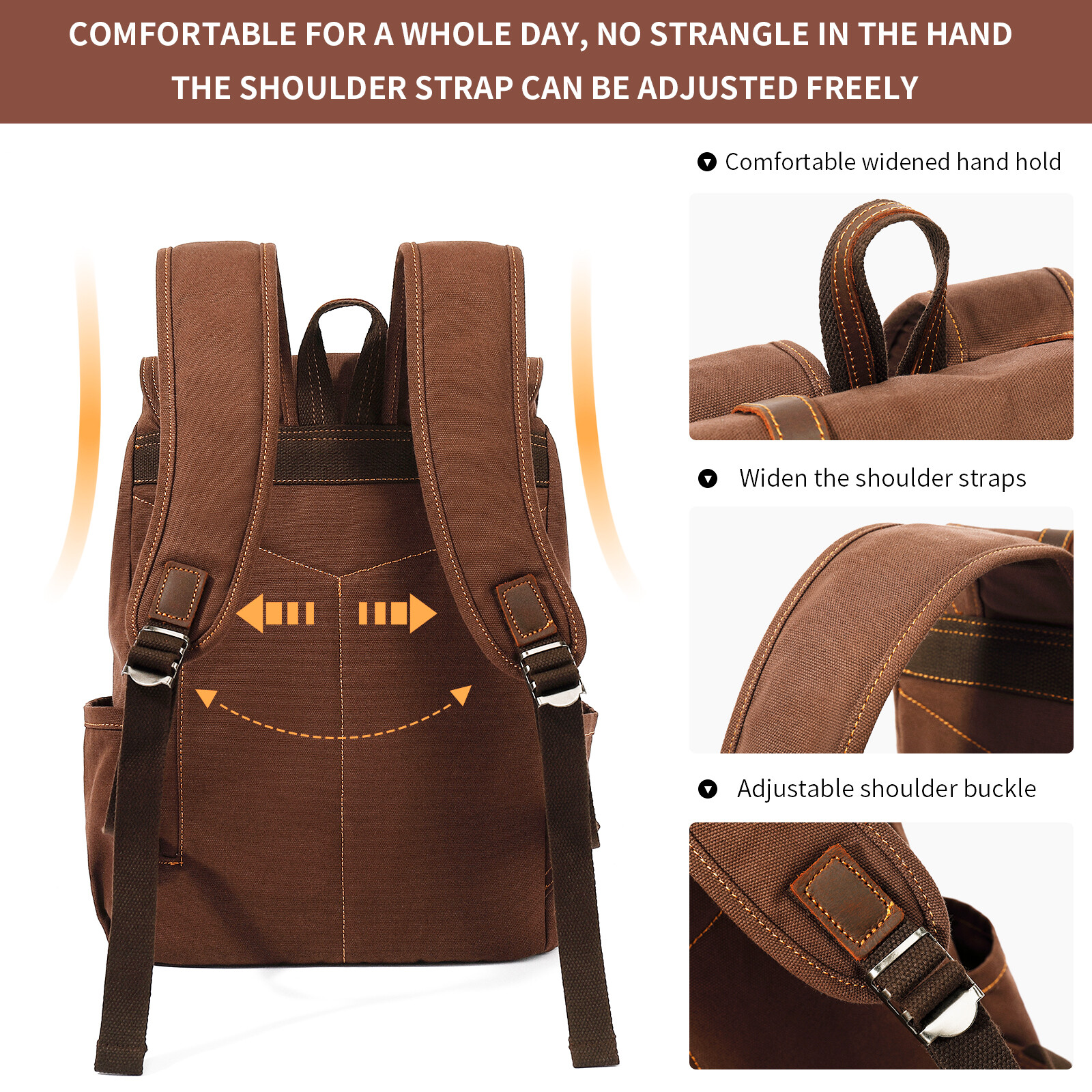 HUACHEN Travel Canvas Backpack Men Rucksack Camping Hiking School Military Bag