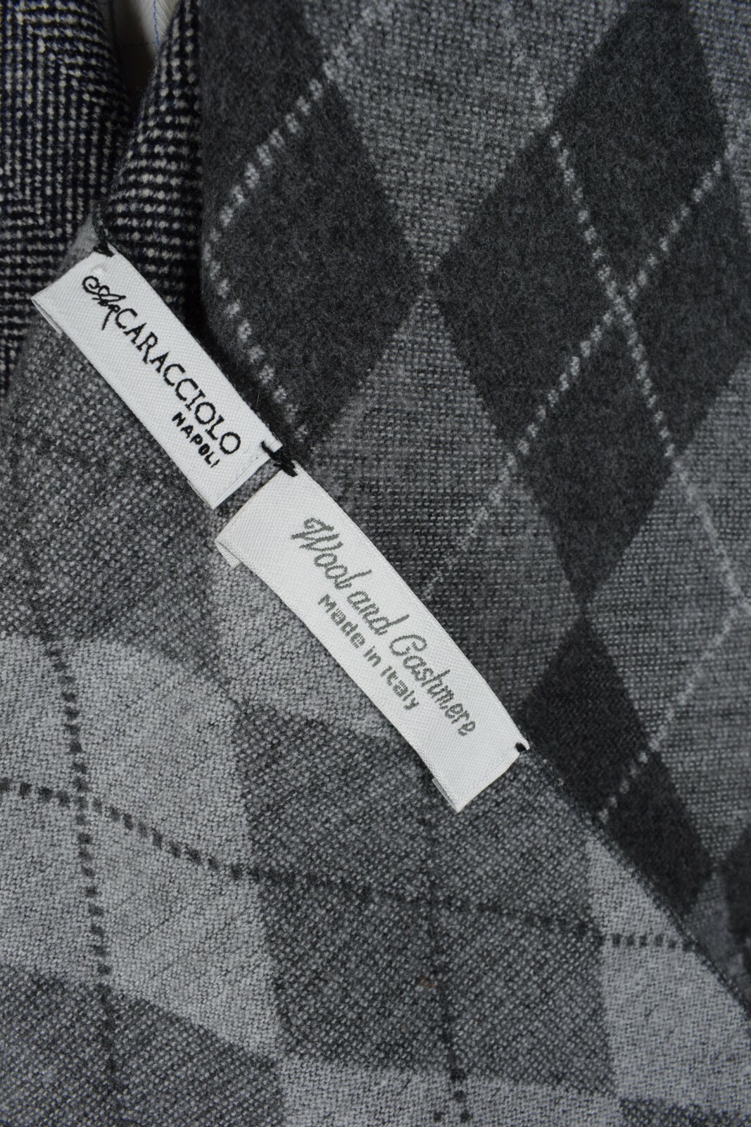 SCARACCIOLO NAPLES SCARF, WOOL & CASHMERE, GREY, UNISEX, ITALIAN TAILORING