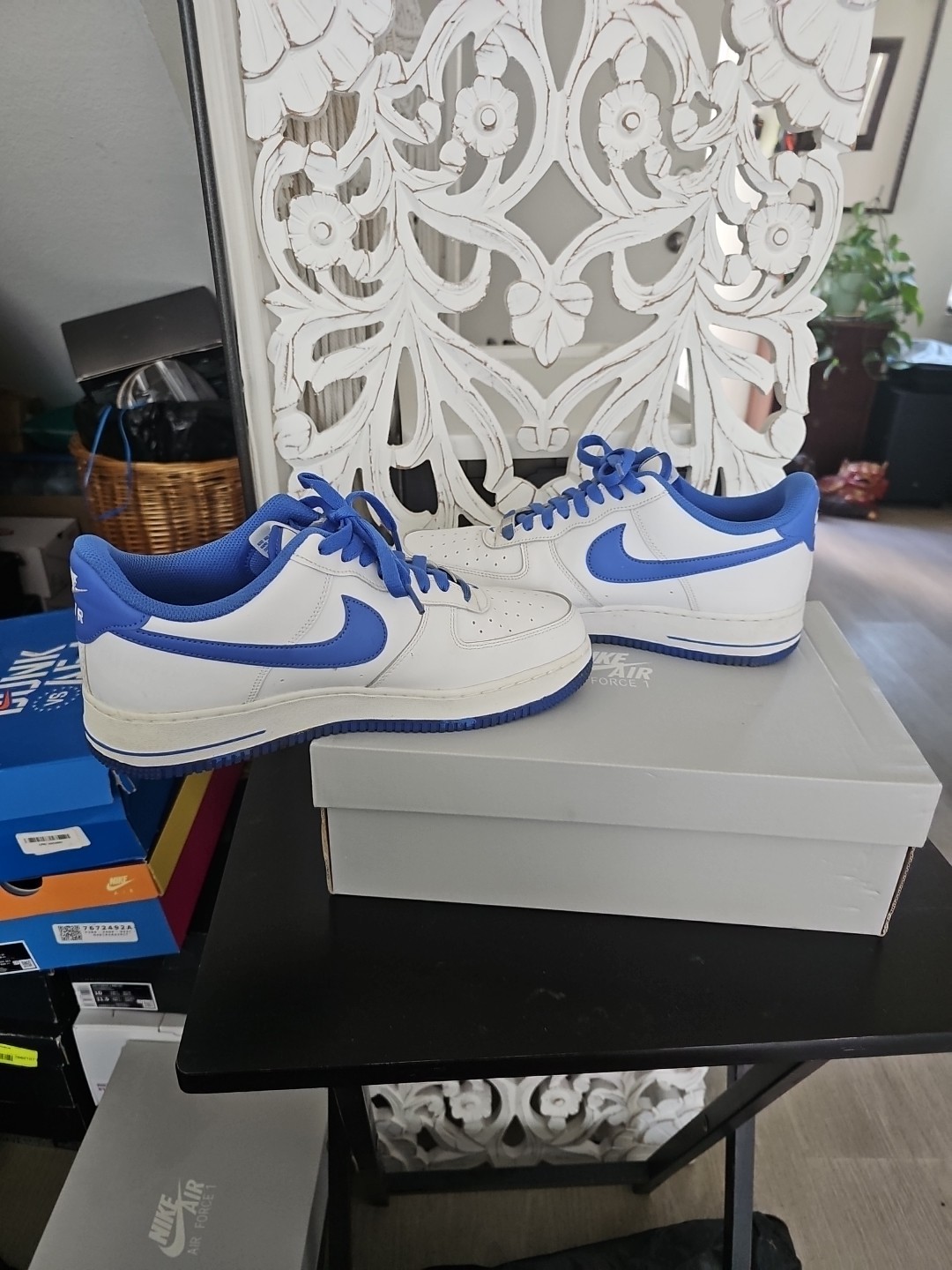 Nike Air Force 1 ’07 Low Men’s Sneakers White/Medium Blue, Size 10M, DH7561-104