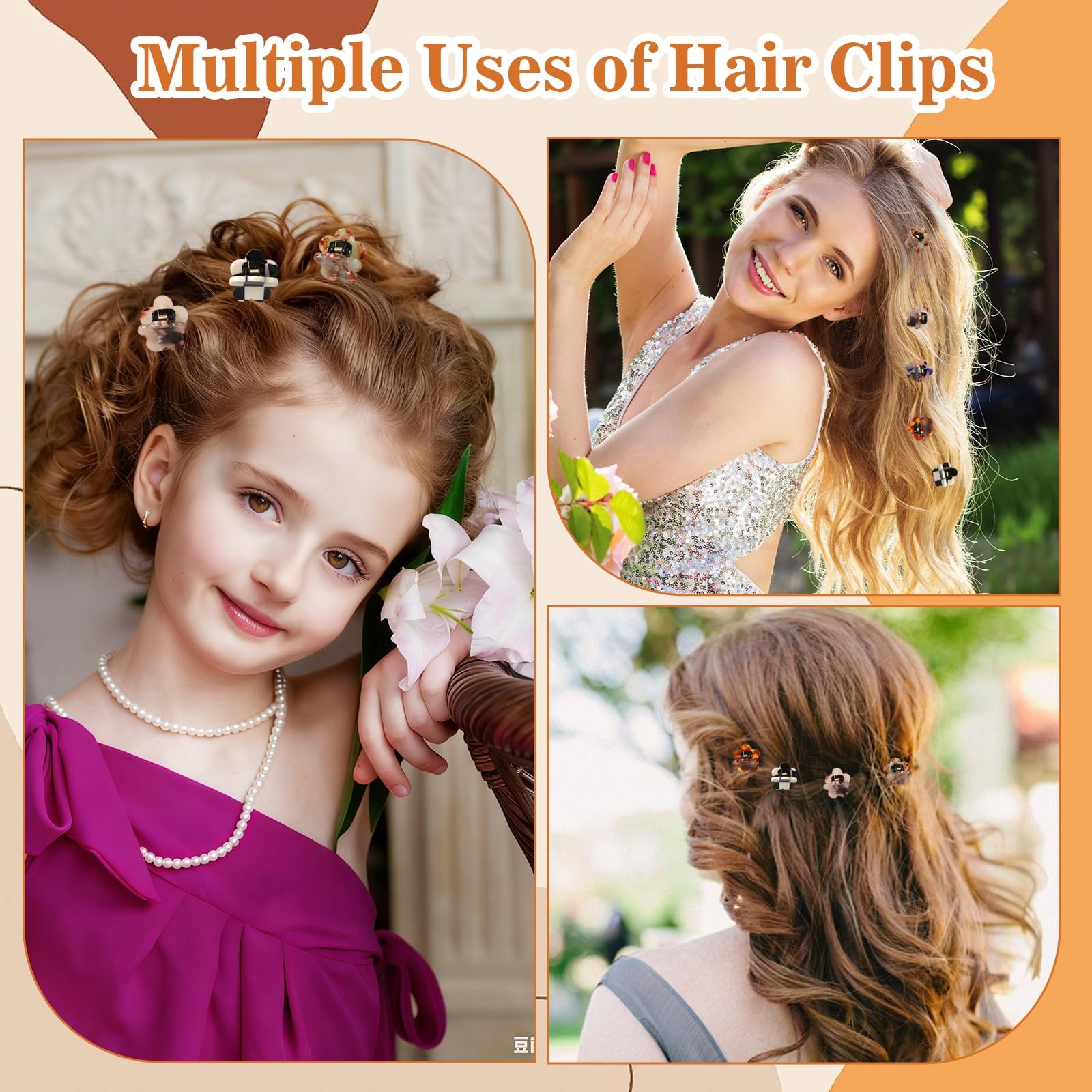10PCS Small Hair Clips Acetic Acid Flower 1 Count (Pack of 10), Multicolor
