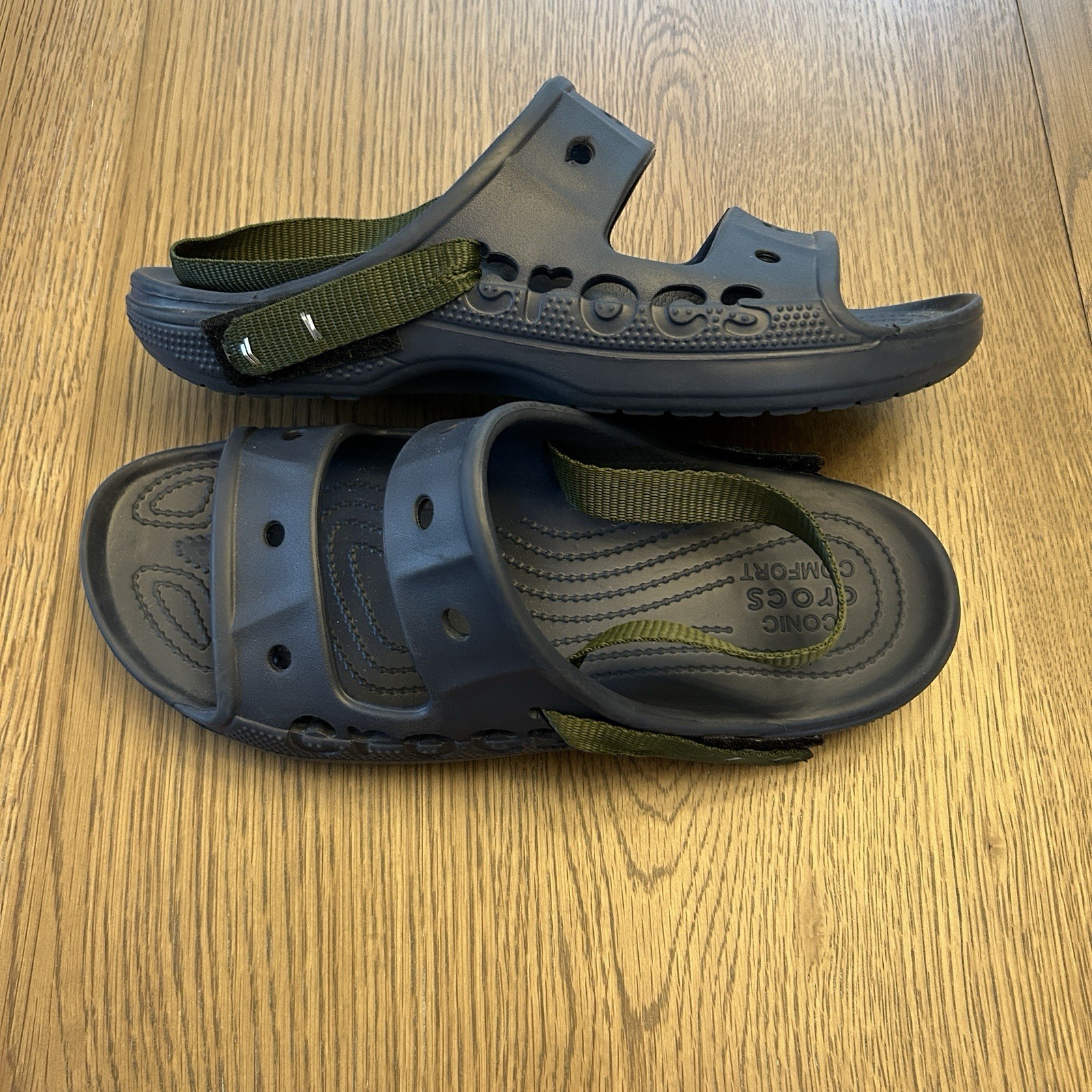Crocs Men’s Size 12 Baya Slide Sandals Navy Blue Modified With Strap