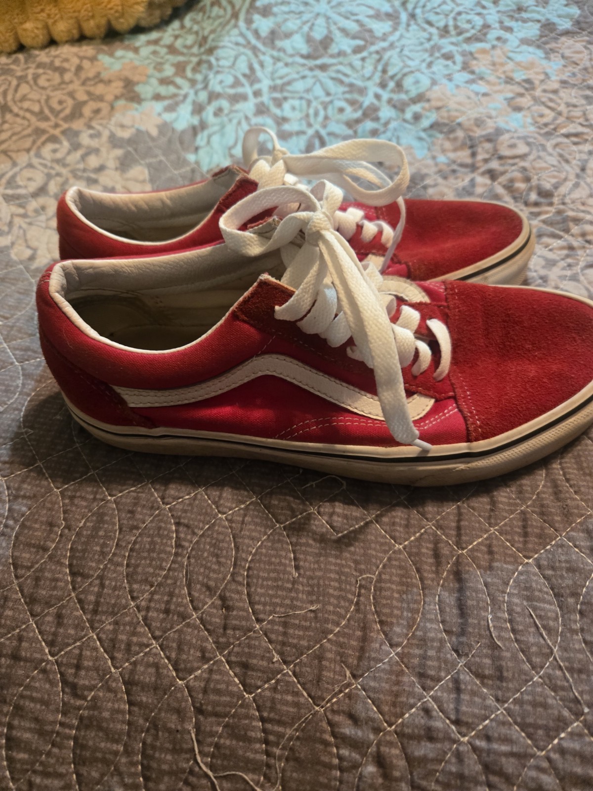 VANS Old Skool Red Retro Lace Up Sneakers Men 6.5 Women 8