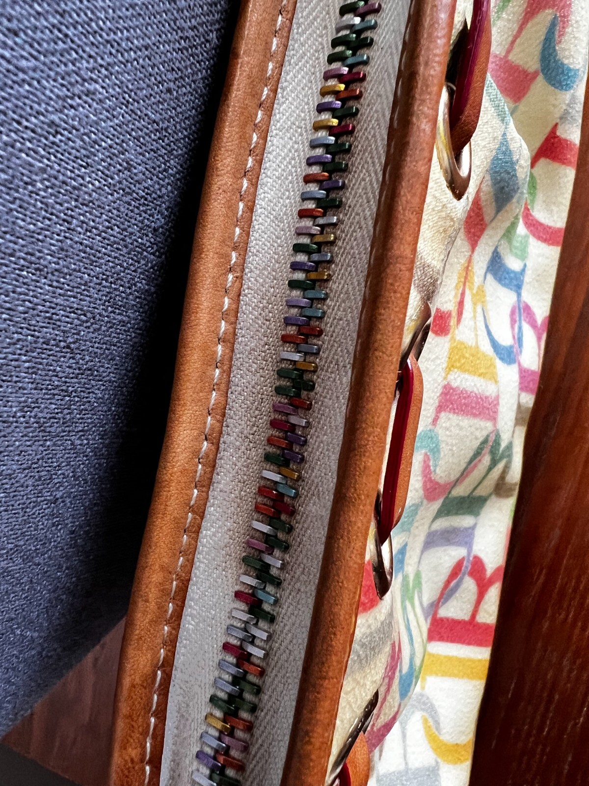 VTG Dooney & Bourke Purse SIGNATURE Rainbow Zipper Small 8.75 x 4.75