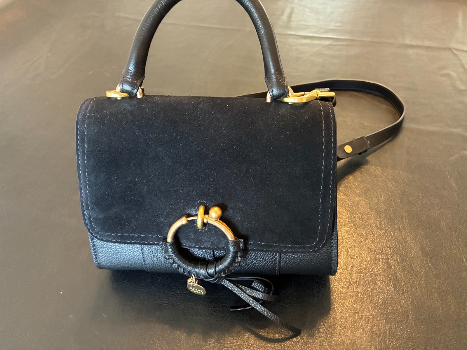See By Chloé Black Leather Crossbody Bag/Suede Joan Bag Chloe