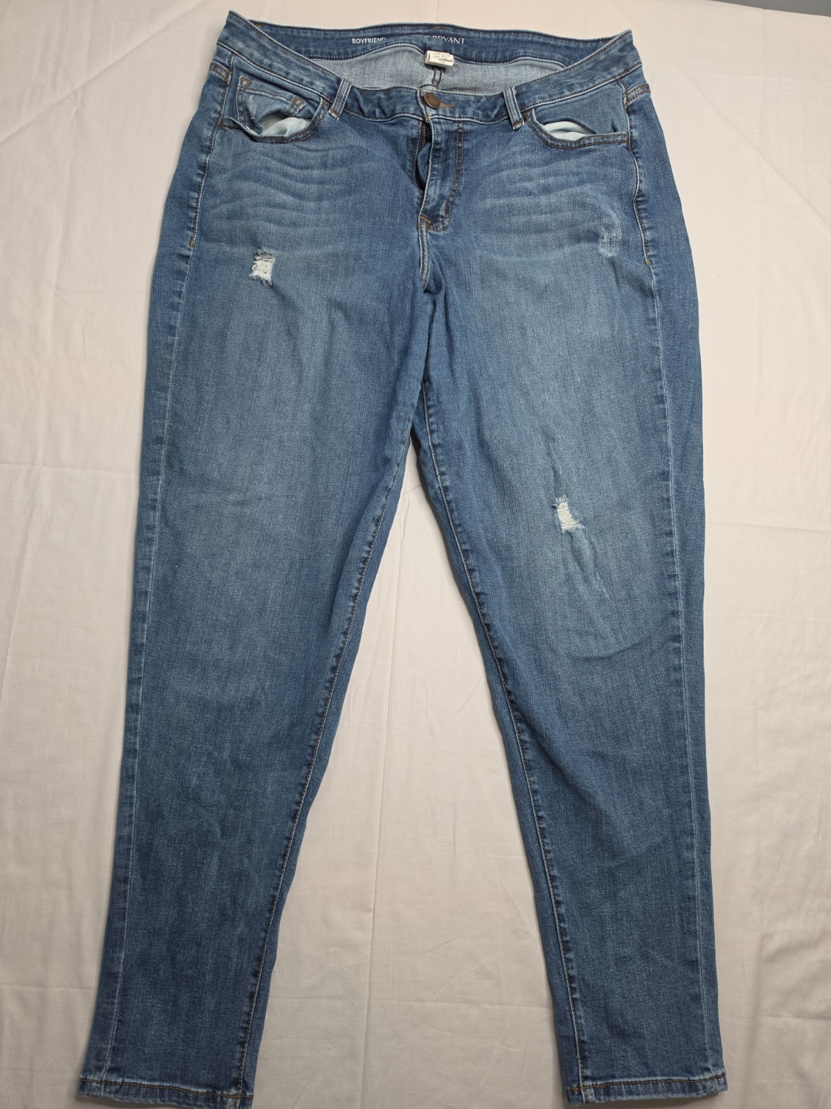 Lane Bryant Boyfriend Jeans Women’s 18 Blue Denim Cotton Distressed 5-Pocket
