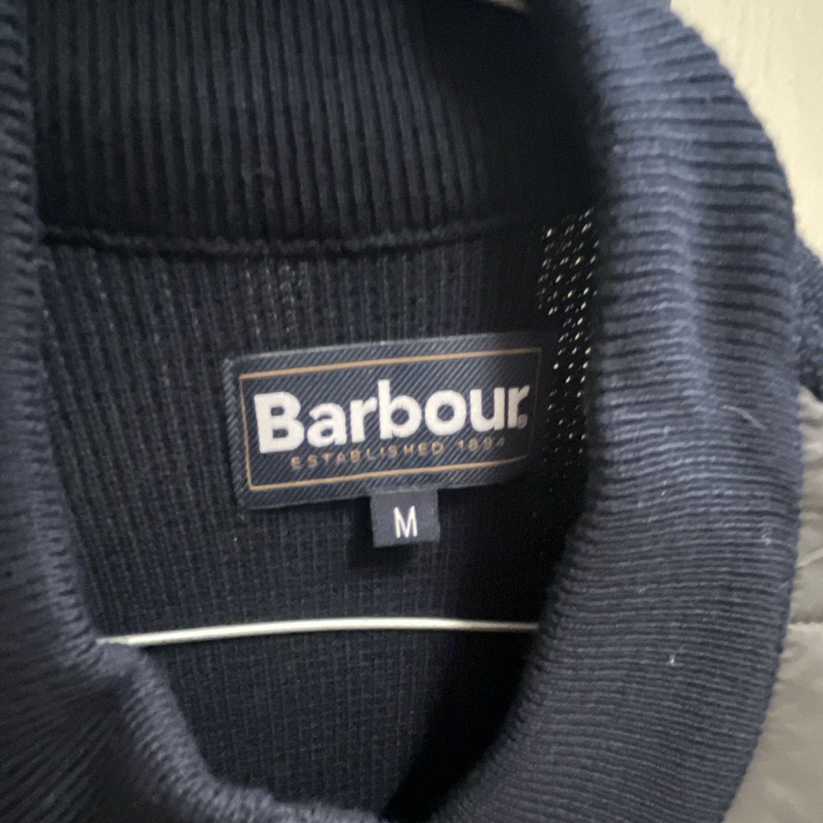 Barbour Men’s Gray/Navy Quilted Snap Front Vest Stand Collar Pockets M