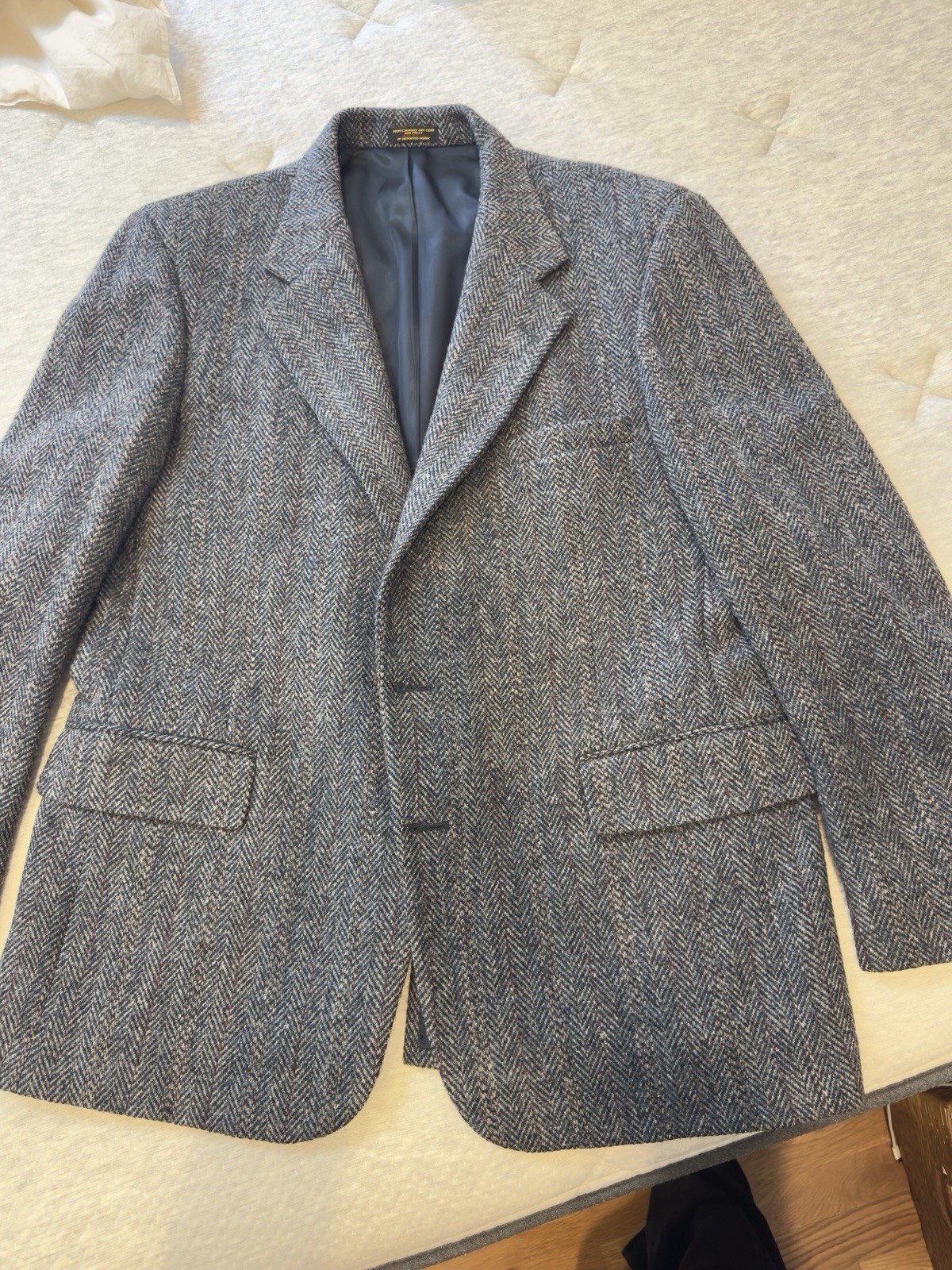Harris Tweed Blazer Mens 42- 44 Charcoal gray Hebrides Scotland Herringbone
