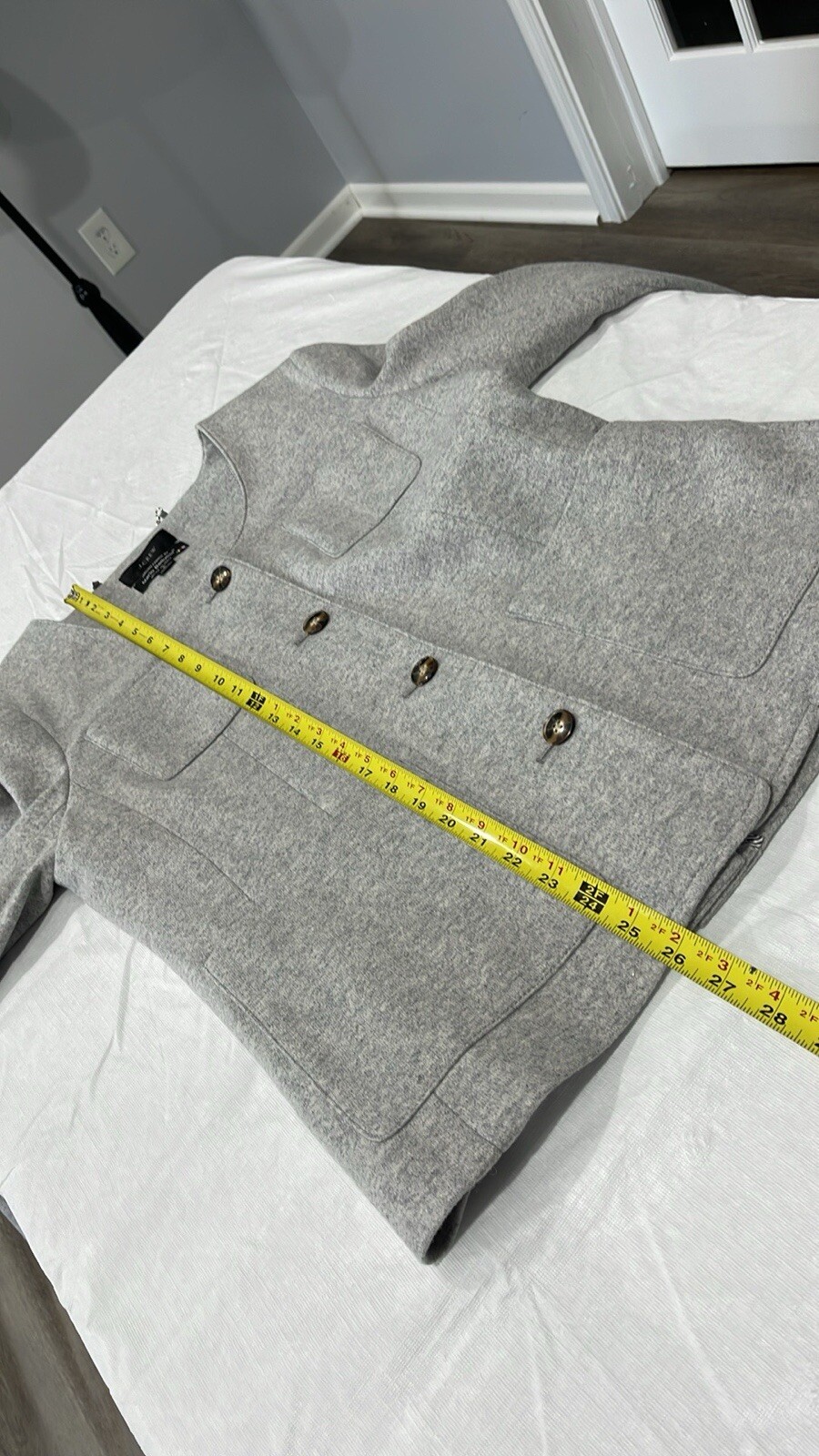 J.Crew Mario Bellucci Italian knit wool jacket size 8 gray oversized pockets