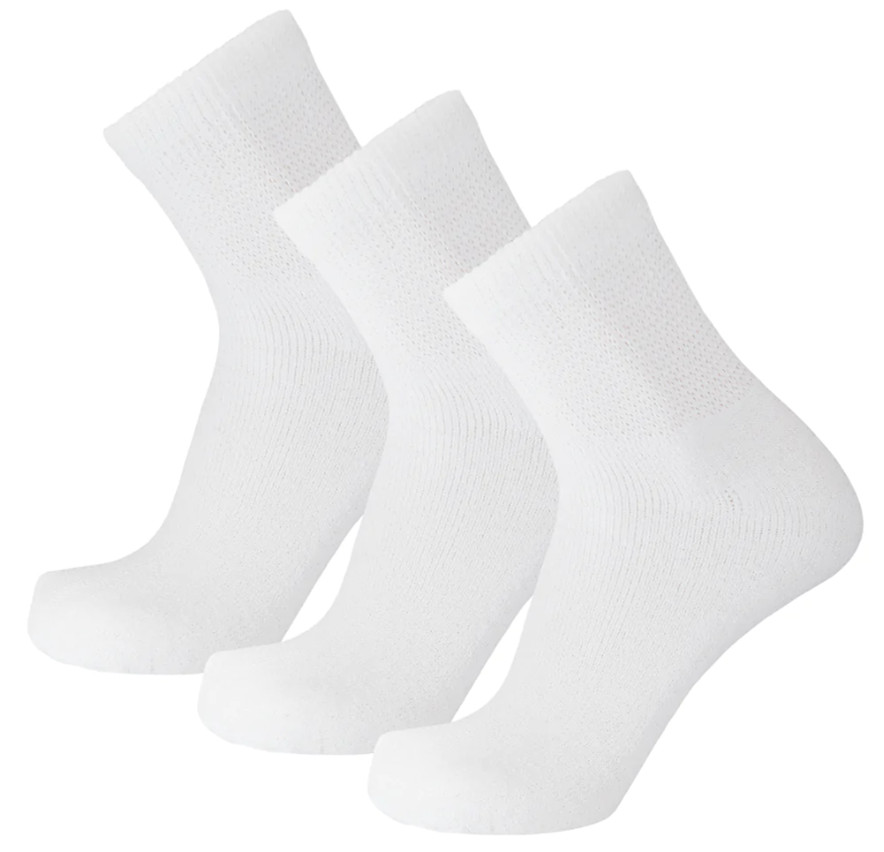 3-12 Pairs Men Circulatory Diabetic Health Ankle Quarter Cotton White Socks 9-15