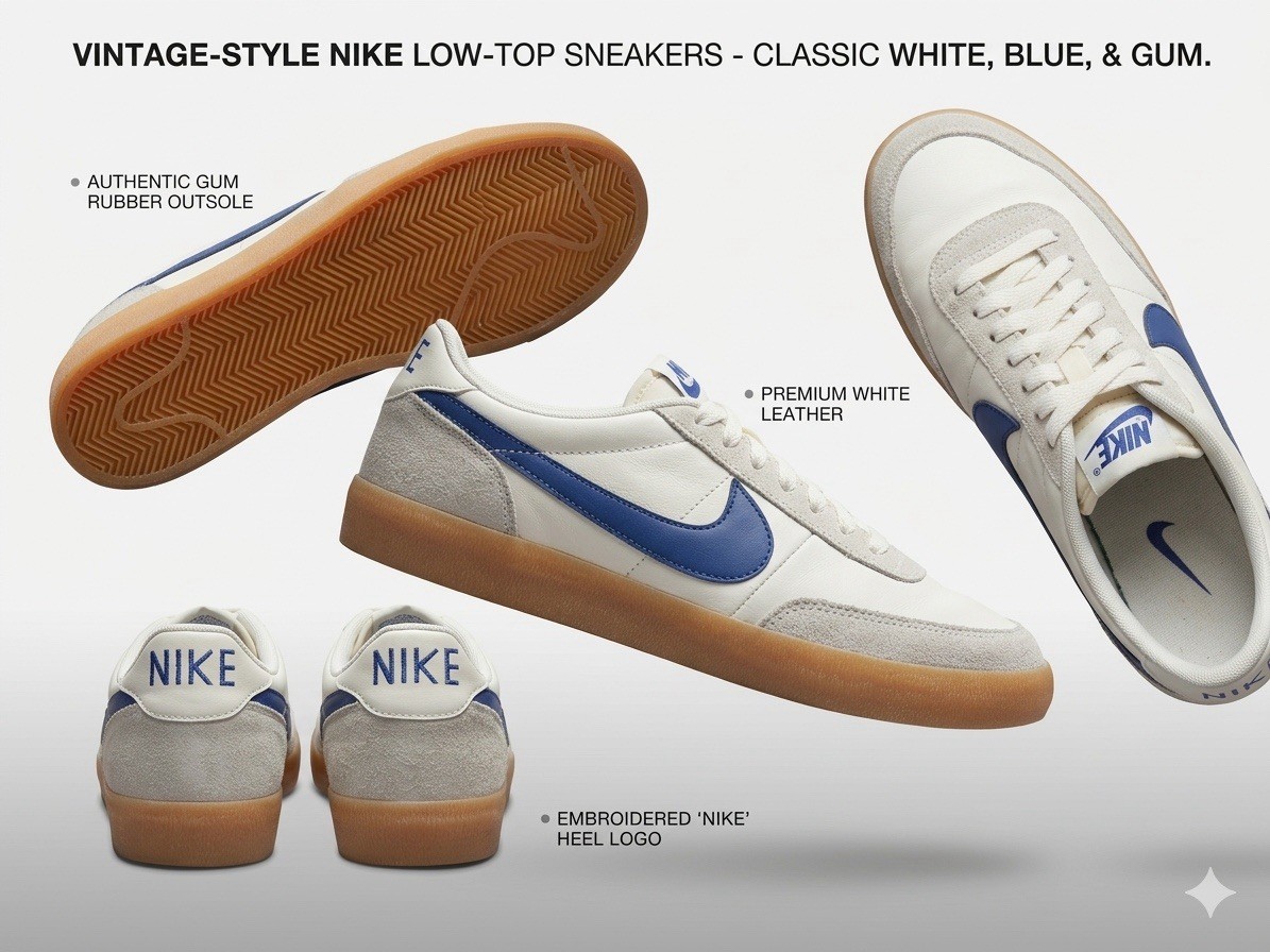 Nike Killshot 2 Leather Blue White Gum Retro Sneaker 432997-124 Men Size 10.5