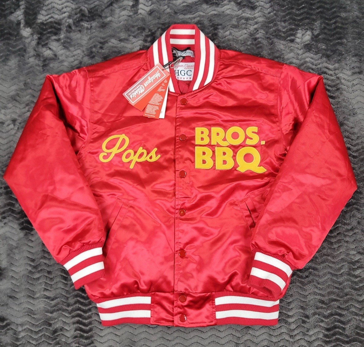 Headgear Classics Friday Bros. BBQ Satin Jacket Size Large *NWT*
