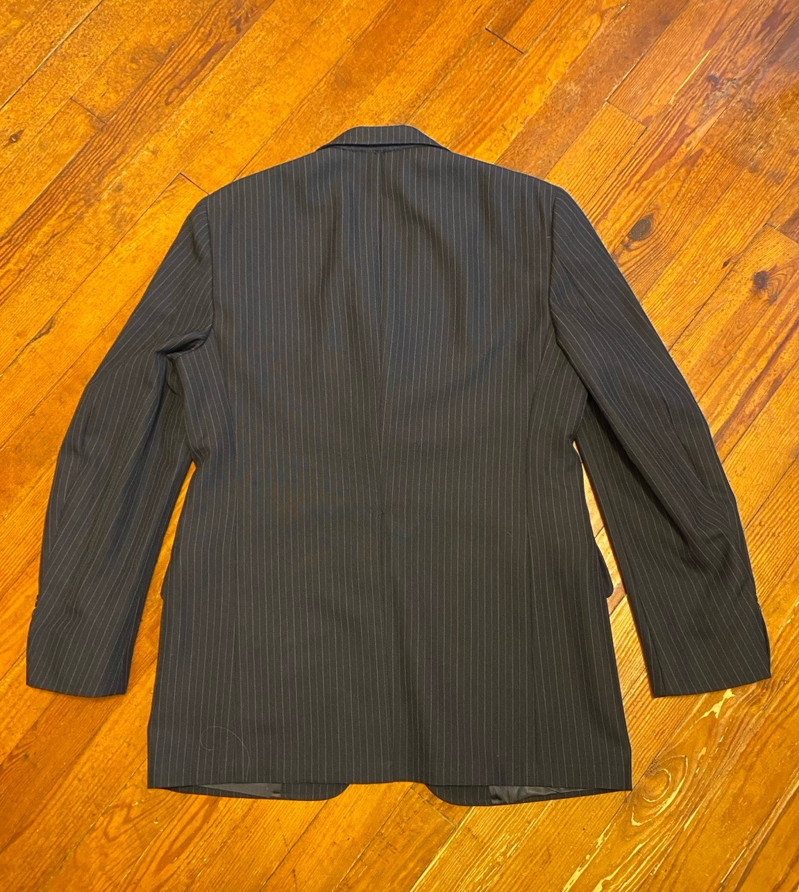 VTG Haspel Kenner 3 Pc Disco Blazer Pants 37X31 Vest Blue Stripe Linen Suit 40R