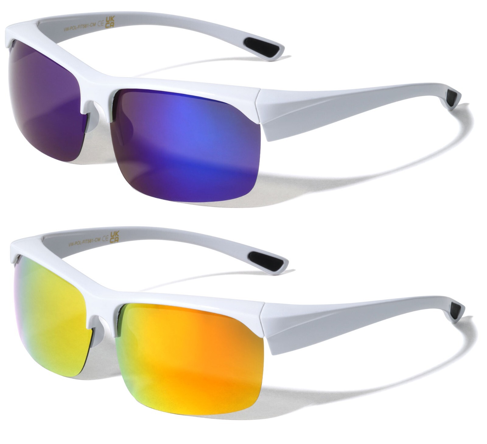 2 Pairs Men Fitover Half Rim Polarized Sunglasses – Mirror Fit-Over Eyeglasses
