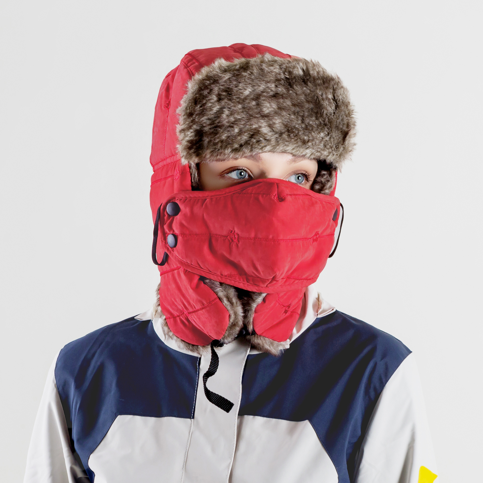 Winter Ear Flap Thermal Hat Fur Warm Snow Ski Cap Hat Face Mask for Cold Weather