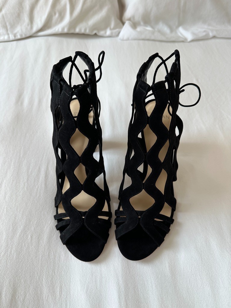 Alexandre Birman Loretta Black Suede Block Heel Sandals EU 39.5 US 9.5 NIB