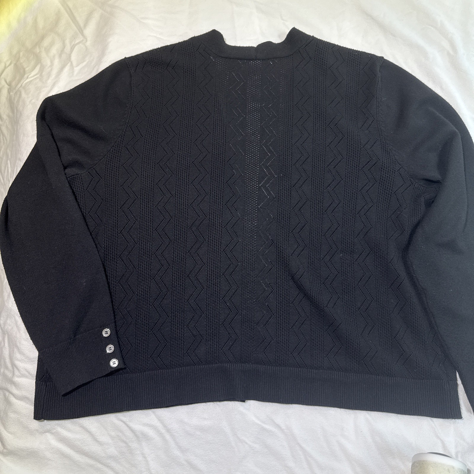 89th Madison Womens Black Open Front Sweater/Cardigan XL 3 Button Sleeve