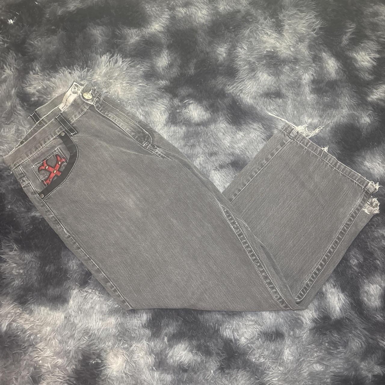 Y2K MARQ SEVENTY FIVE EMBROIDERED BAGGY JEANS GRAIL Size 42