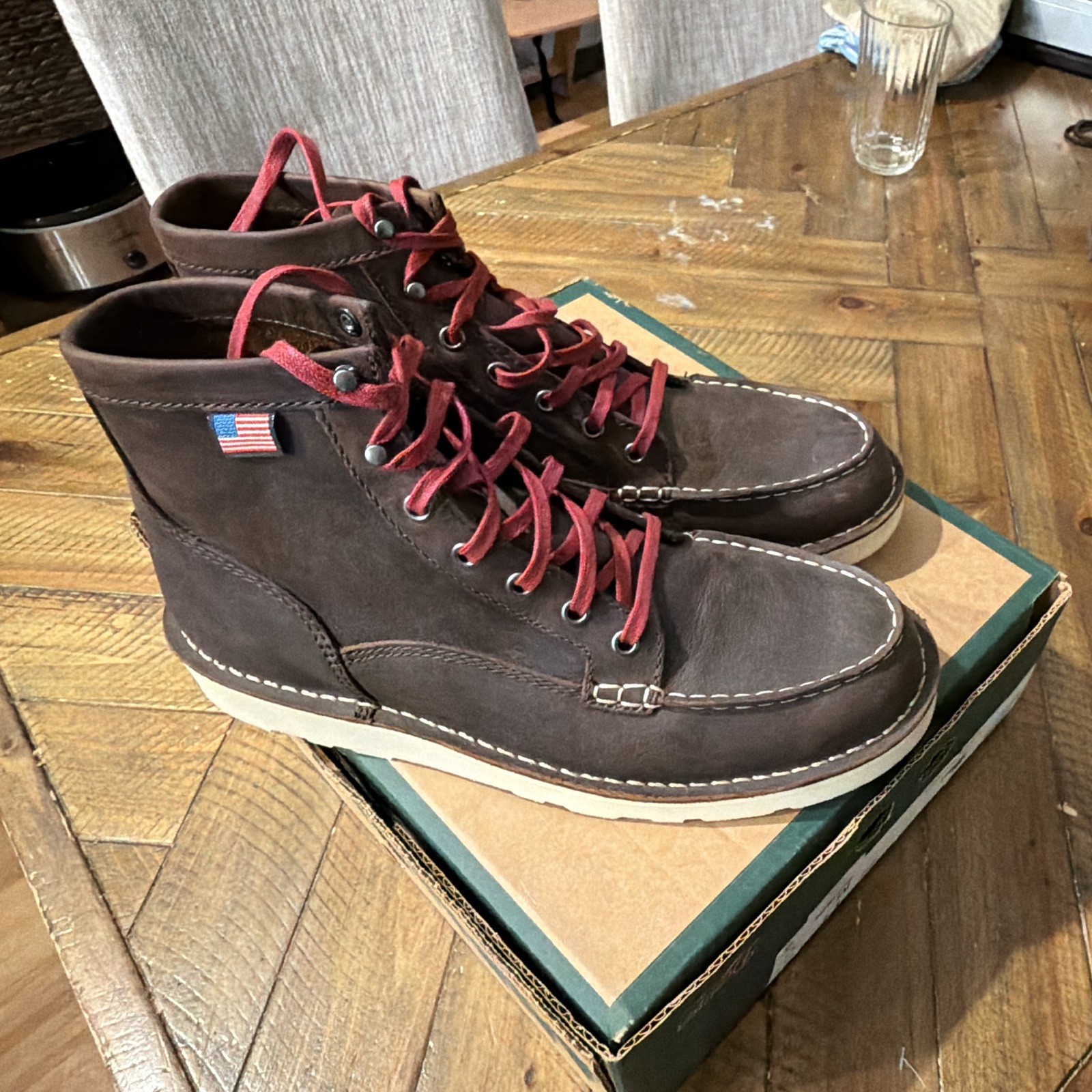 Danner Bull Run Moc Toe 6″ Brown Leather Lace-Up Work Boots Women US 11 M
