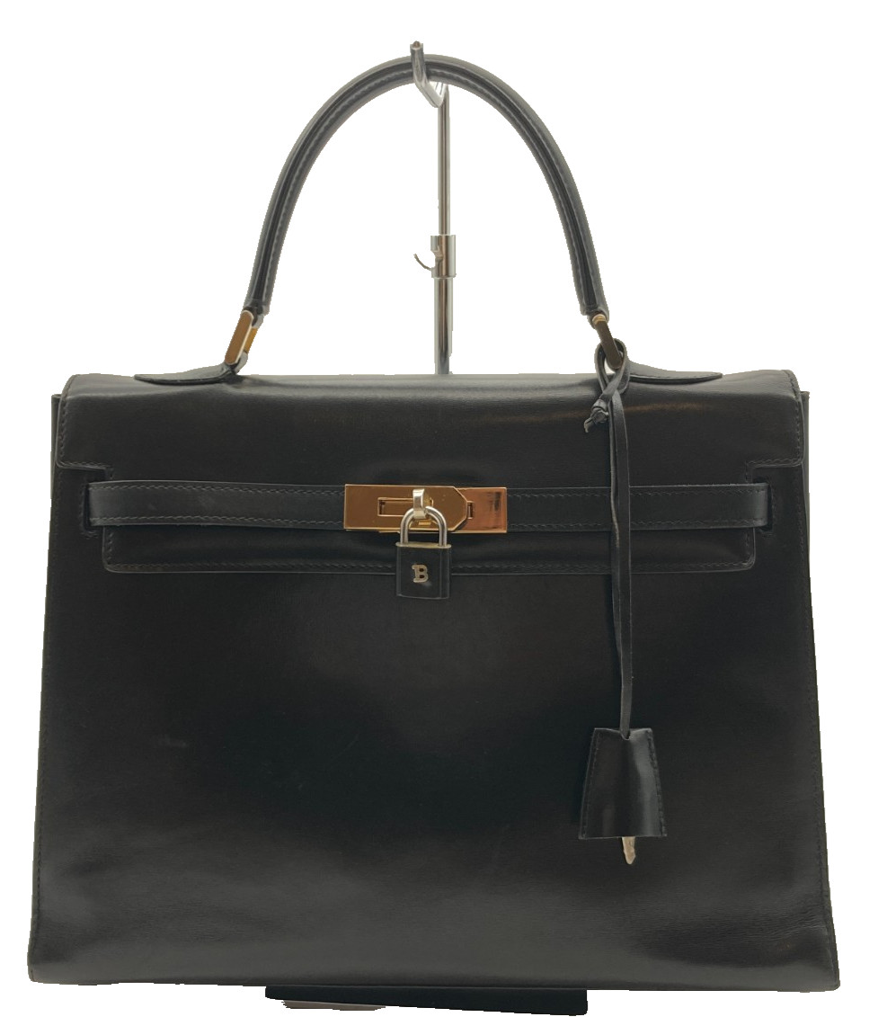 Bally Hand Top handle Bag Classic Black Leather 32cm Authentic