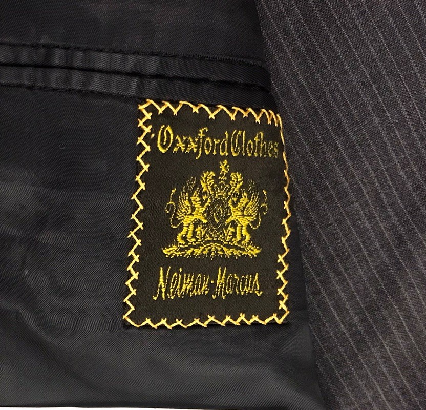 Vintage Oxxford Clothes Suit 44 38×33 Blue Striped Super Worsted Wool 1980s