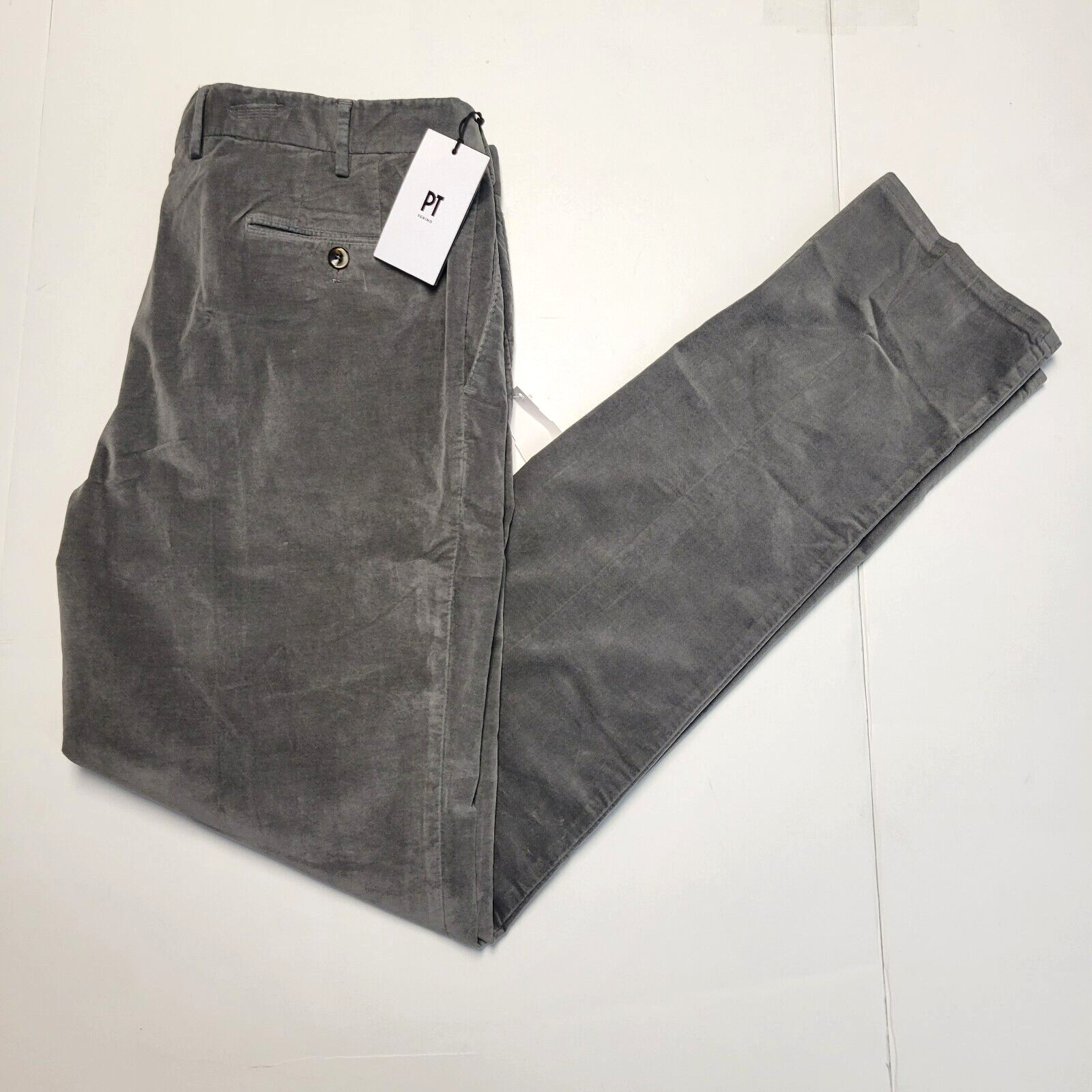 $395 New PT TORINO Fine Corduroy Pants Men 40×36 Straight Leg 40 Jazz EU 56 GRAY