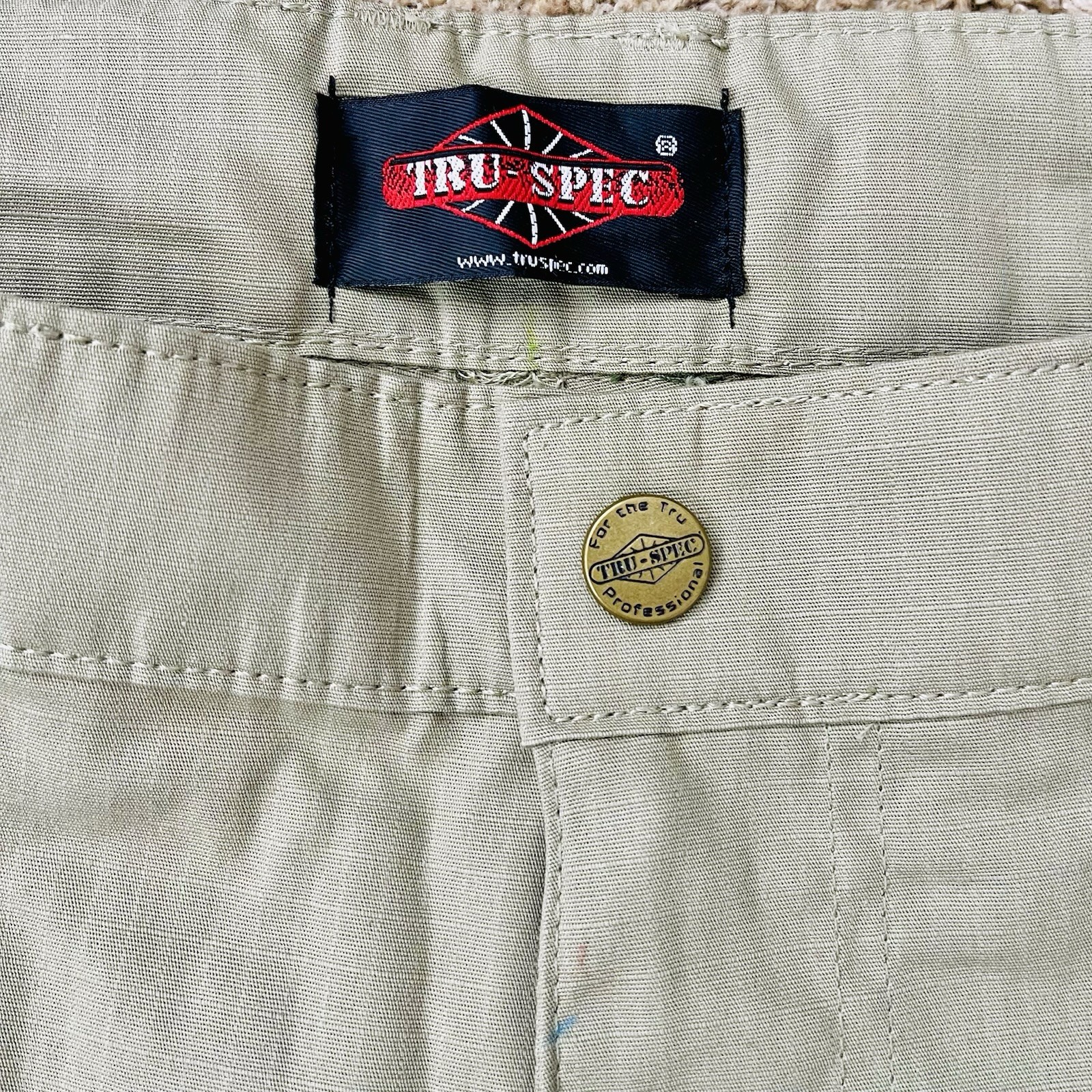 Tru-Spec Tactical Cargo Pants Mens 36/30 Khaki Excellent Ripstop Work Trousers