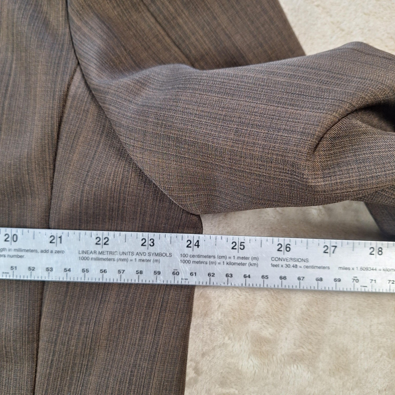 Lineage Suit Jacket Mens 48 Extra Long Brown Stripe Double Vent 3 Button Formal