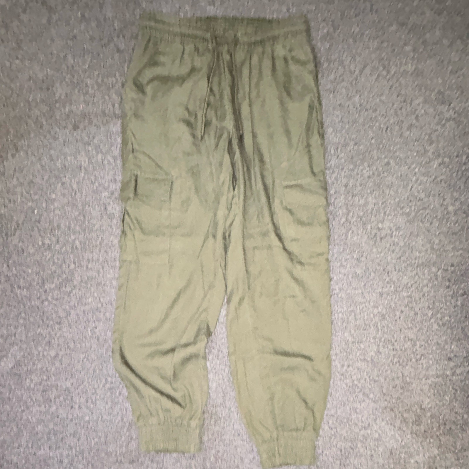 Indigo Rein Women’s Green Cargo Jogger Pants Pockets Elastic Waist Size M