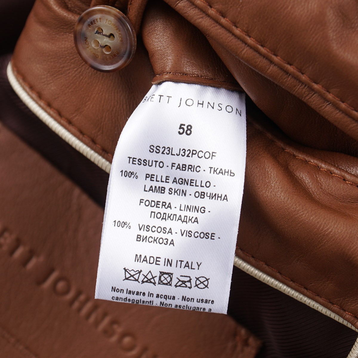 Brett Johnson Rich Coffee Brown Nappa Leather Hooded Jacket 3XL (Eu 58) NWT