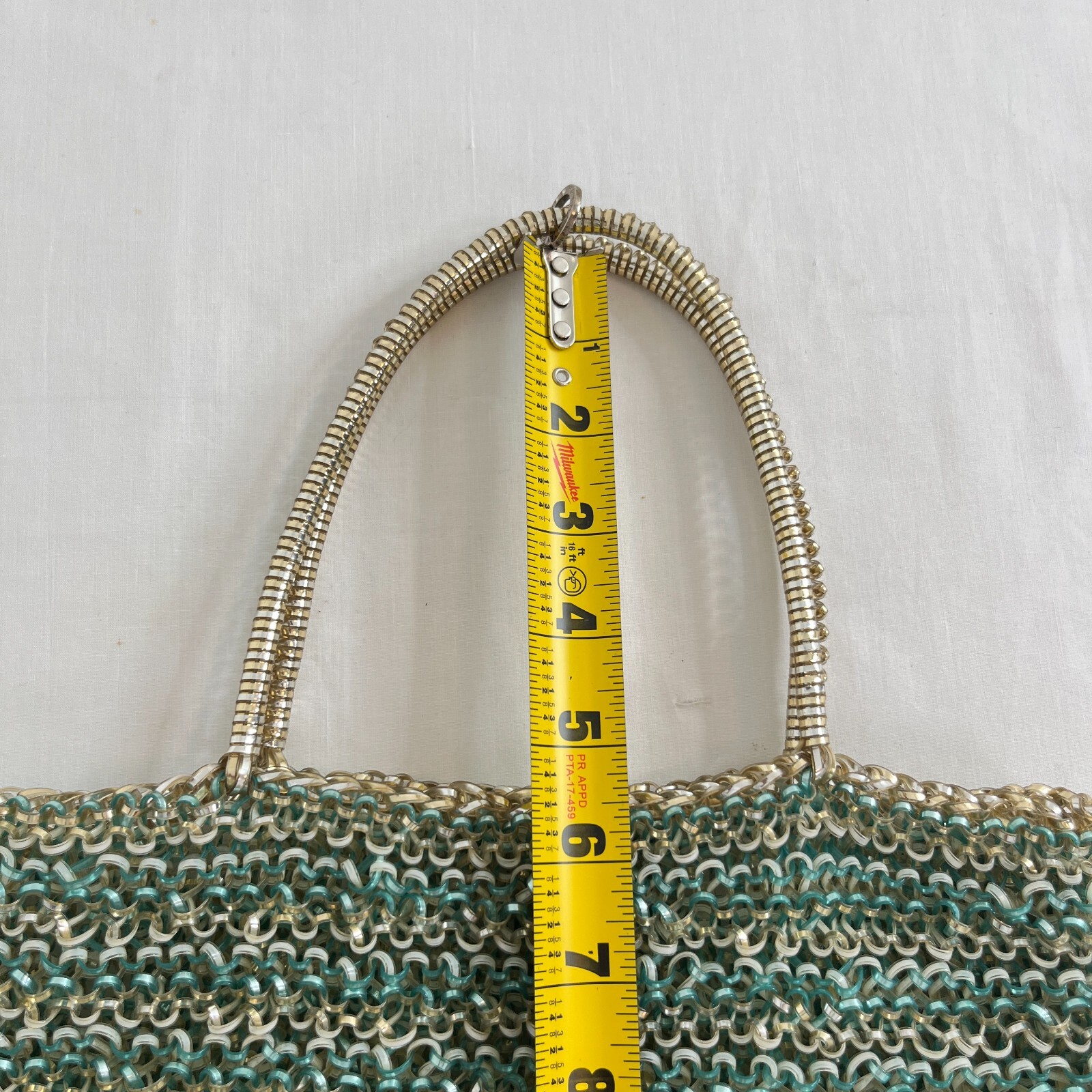 ANTEPRIMA Tote Bag Handbag Blue Gold White Mesh PVC Wire Square