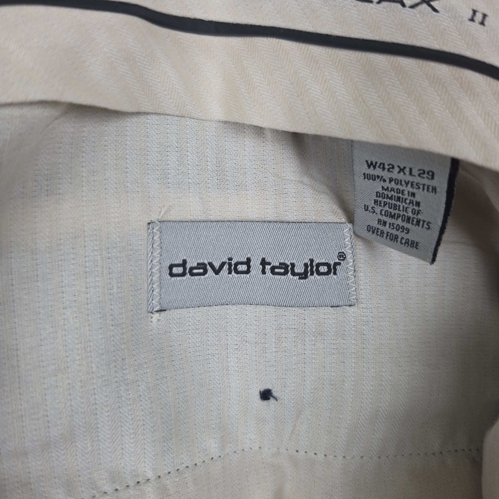David Taylor Flexslax II Pants Men 42×29 Navy Blue Comfort Stretch Polyester