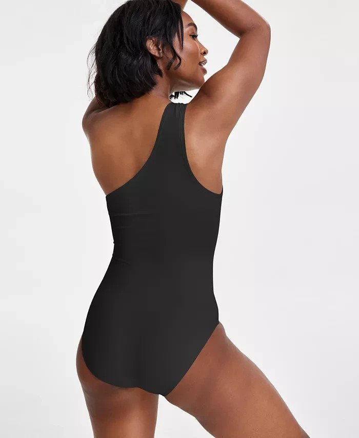 Michael Kors Embellished One-Shoulder One-Piece Black