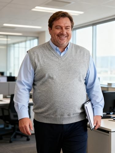 Krumba Men Oversized Sweater Vest: Plus Size Big Tall V Neck 5X-Large Charcoal