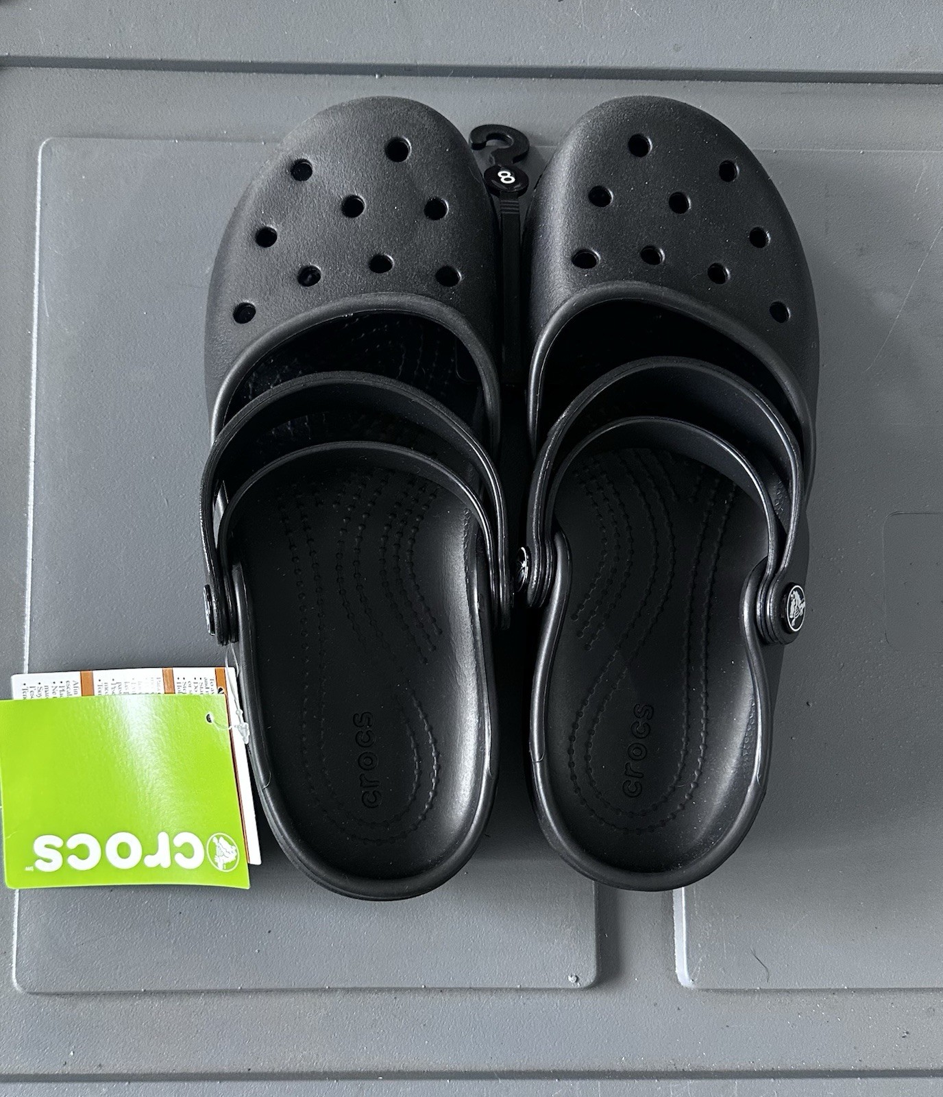 Crocs Women’s Black Classic Clog Sandals US 8 Rubber Slip-On Logo
