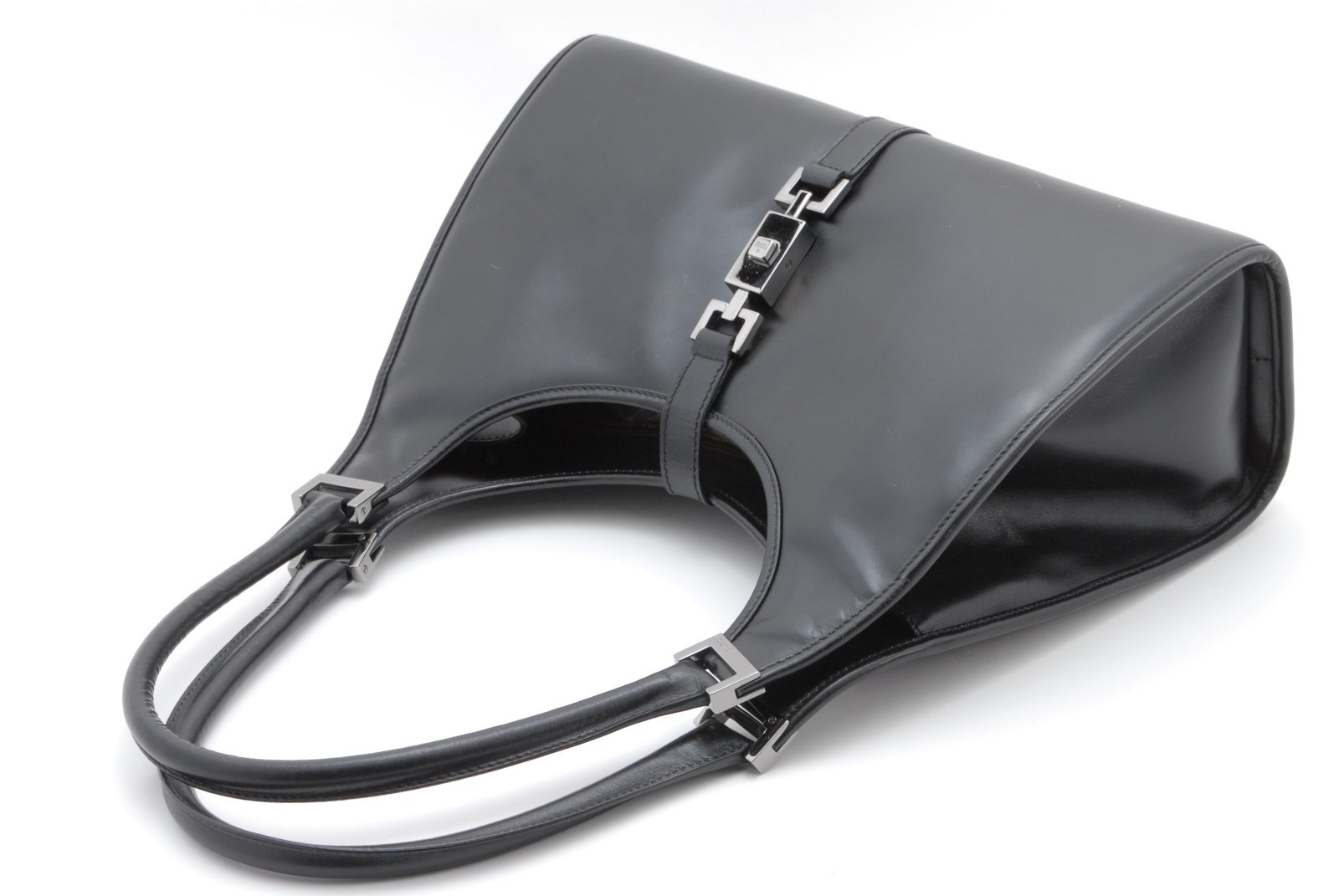 GUCCI Jackie Black Leather Hand Bag