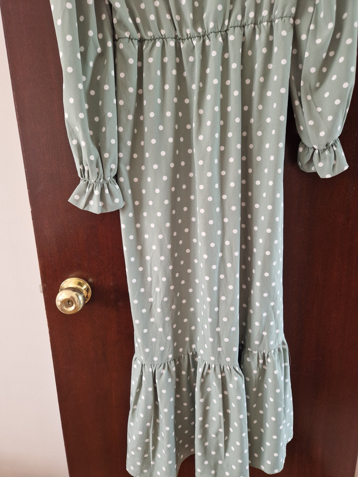 Emery Rose Dress Size Small Midi Long Green Polka Dot Wedding Occasion Summer