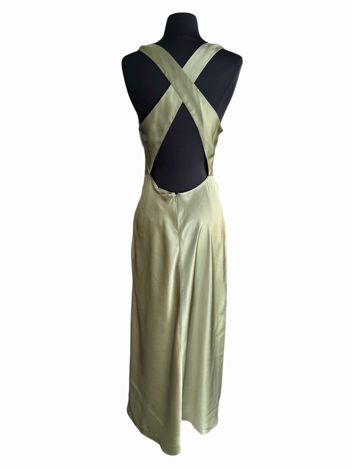 REFORMATION Casette Silk Dress Artichoke Olive Green Midi Womens Size 10 NWT