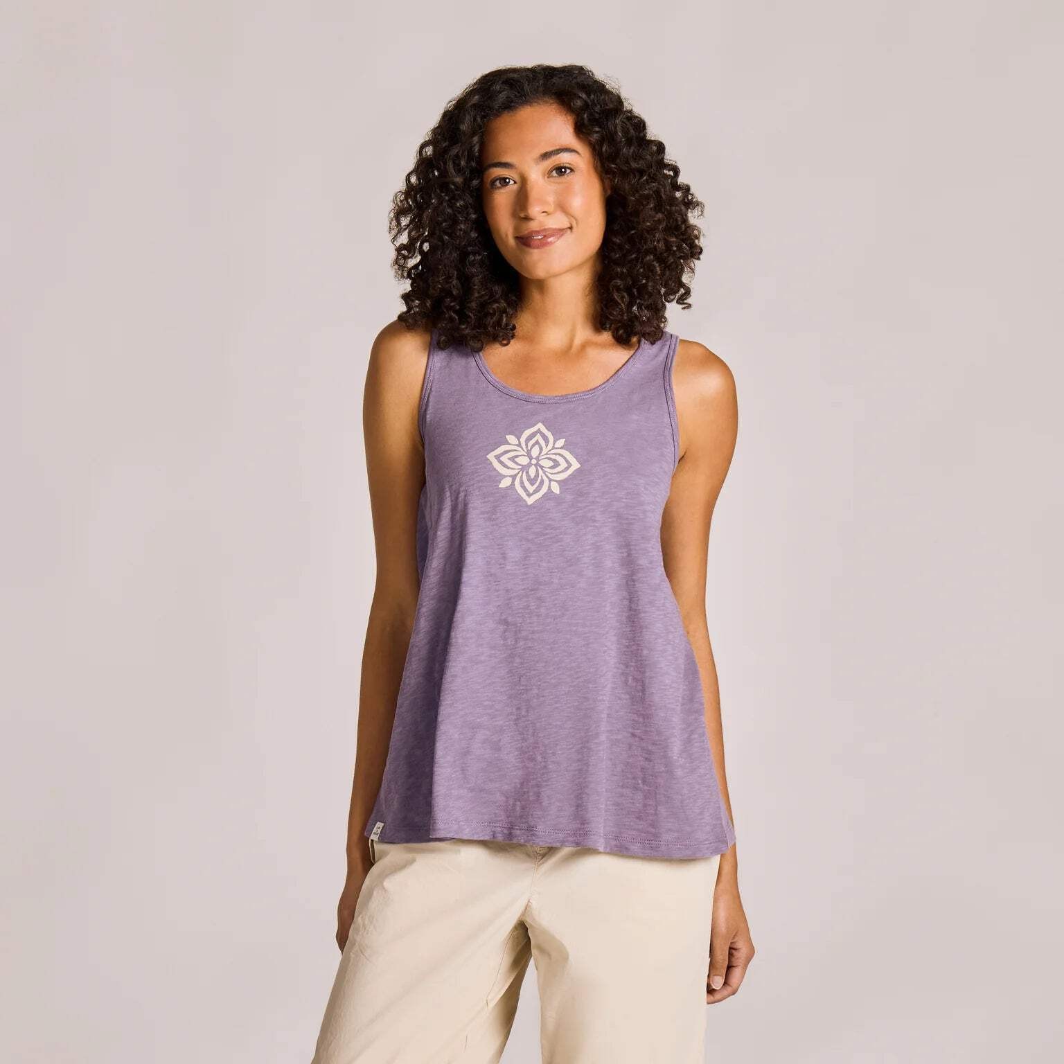 Life is Good 153731 – Women’s Crafty Flower Slub Easy Fit Tank – Dusk Purple