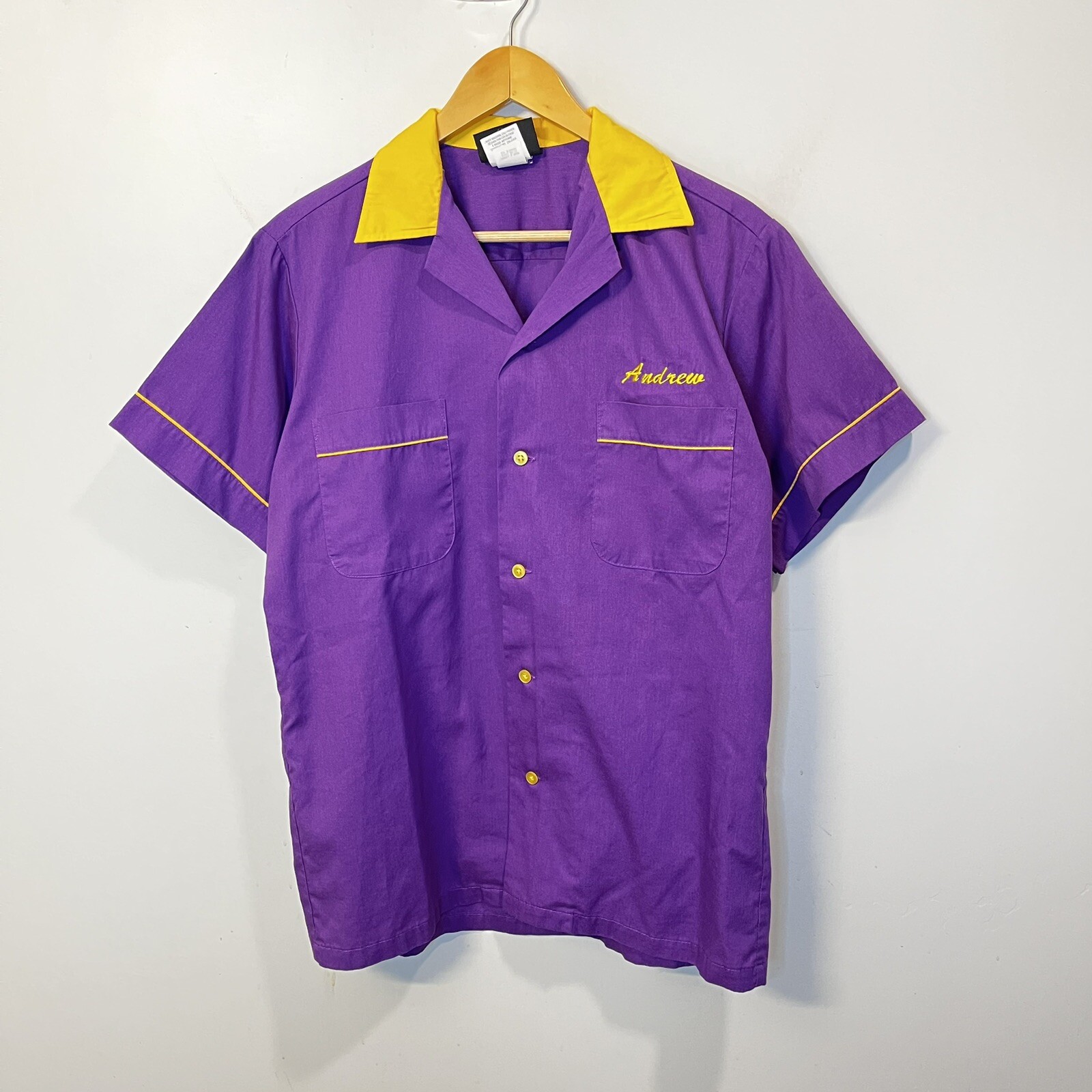 Men’s Hilton Retro Button-Down Bowling Shirt Casual Party Cocktail Hipster SZ M