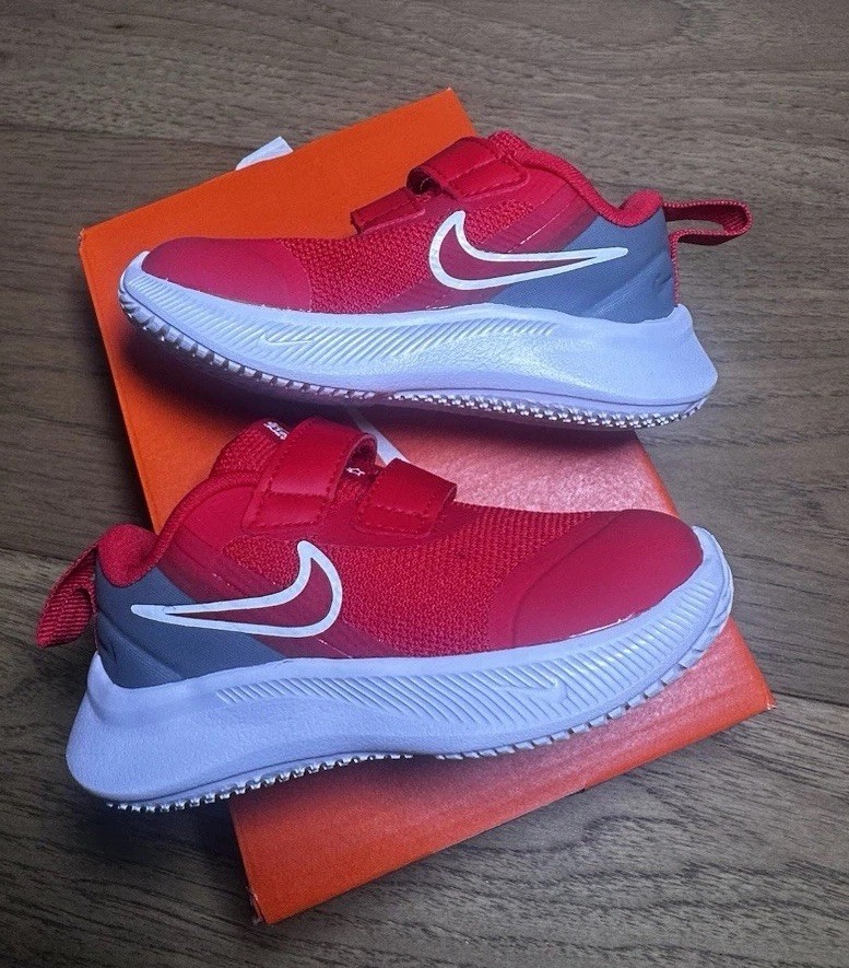 Nike Star Runner 3 TDV Baby Toddler Shoes University Red Grey Size 5c DA2778-607